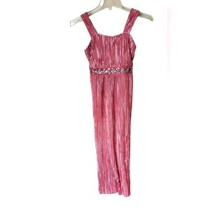 Amy's Closet Pink Mauve long shimmer Girls dress with Rhinestone‎ waist Size 7